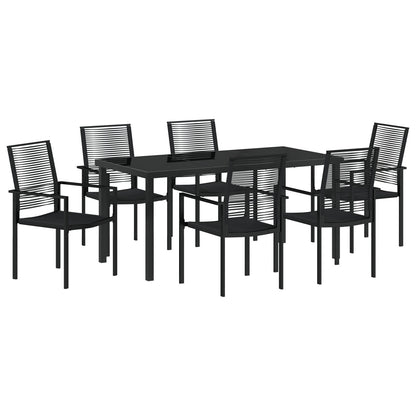 7-Delige Tuindinerset Zwart Pvc Riet