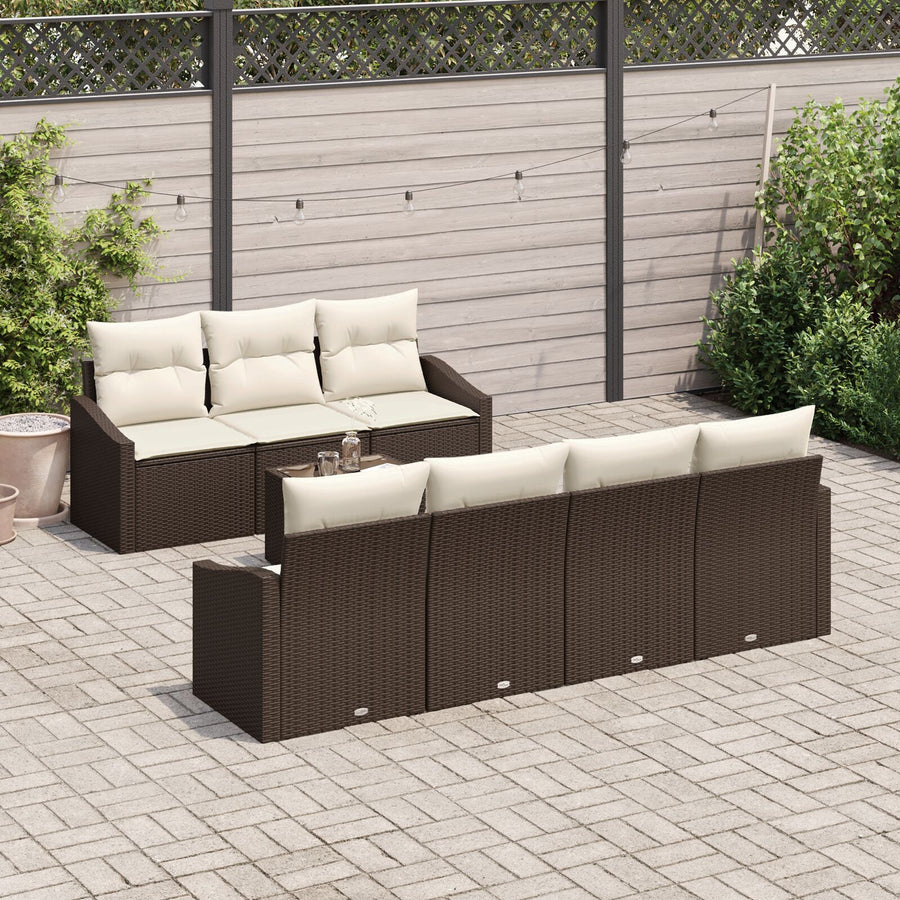 8-Delige Tuinbankset Met Kussens Bruine Poly Rattan