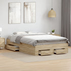 Bed frame with drawer with storage Brown 120 x 200 cm Engineered wood