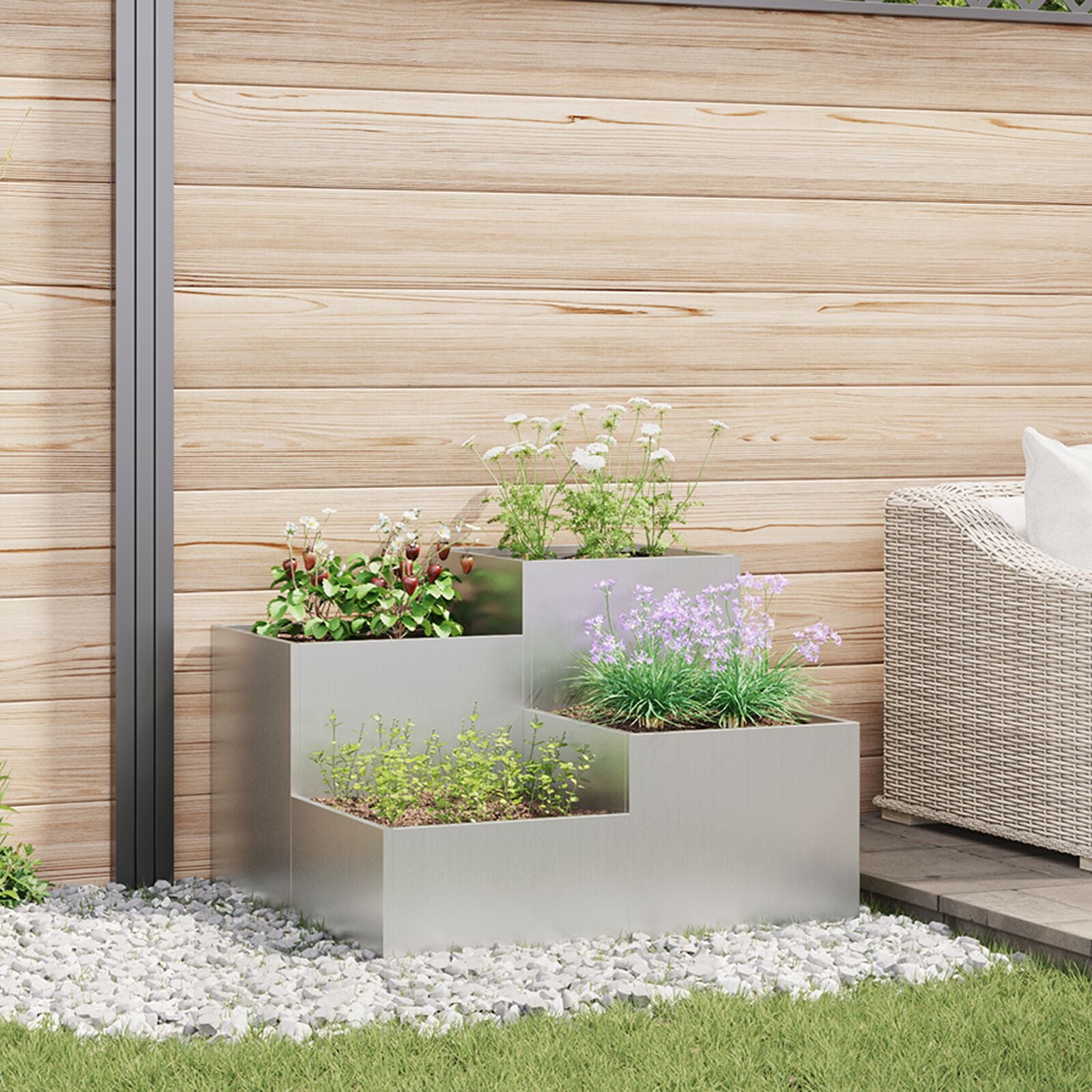 Tuinplantbak Gegalvaniseerd Staal Verzinkt staal 80 x 80 x 60 cm