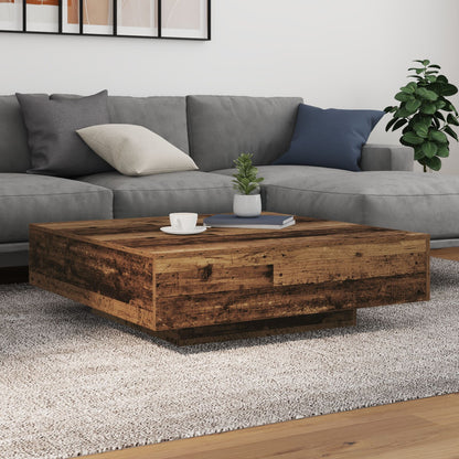 Salontafel Met Led-Verlichting Oud Hout 100X100X31 Cm