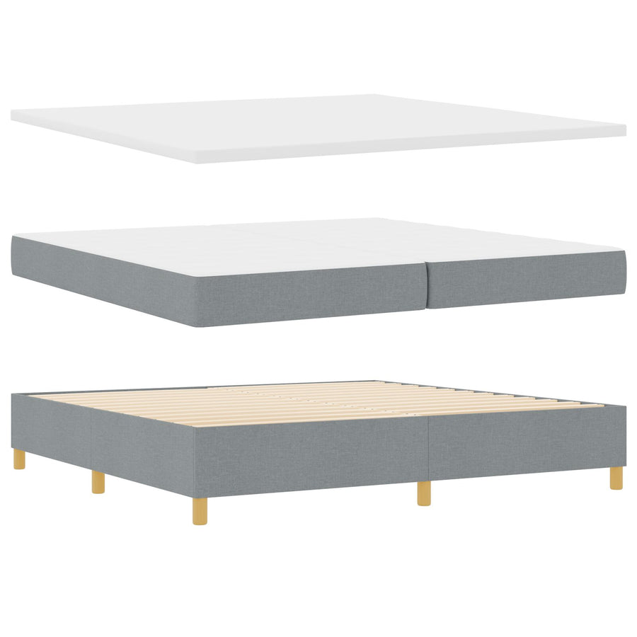 Boxspring Bed Met Matras Lichtgrijs 200X200 Cm Stof Blauw