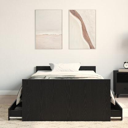 Bedframe Zonder Matras Zwart Eiken 100X200 Cm Bewerkt Hout