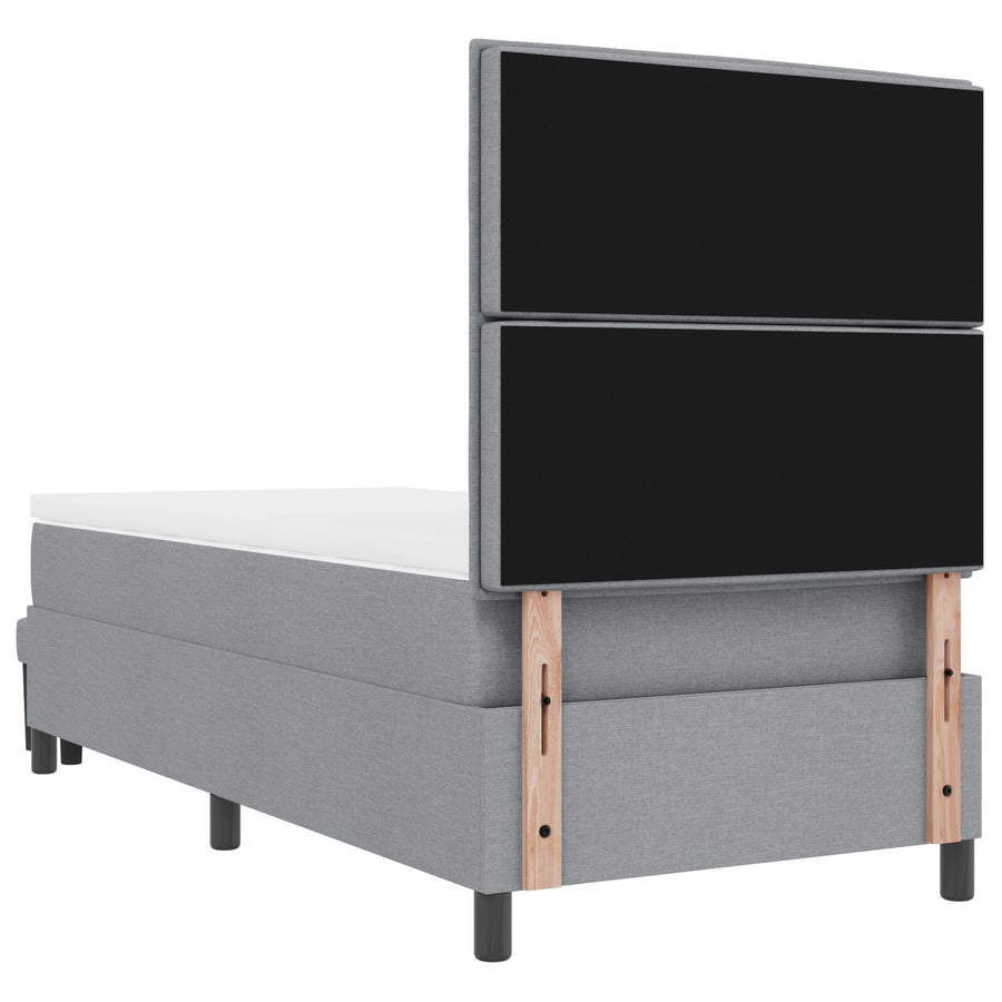 Boxspringbed Met Matras & Bank Stof Lichtgrijs 80 x 200 cm Lijnen ontwerp
