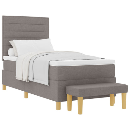 Boxspringbed Met Matras & Bank Stof Taupe 100 x 200 cm Lijnen ontwerp