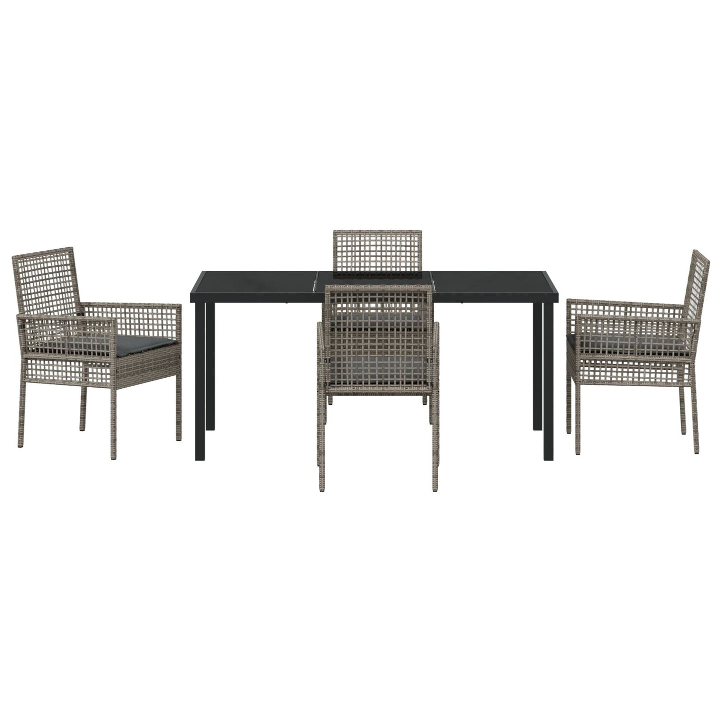 5-Delige Tuin Eetset Met Kussens Grijs Poly Rattan