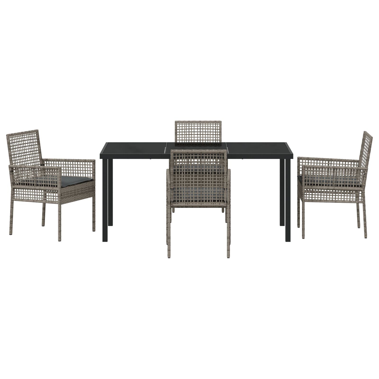 5-Delige Tuin Eetset Met Kussens Grijs Poly Rattan