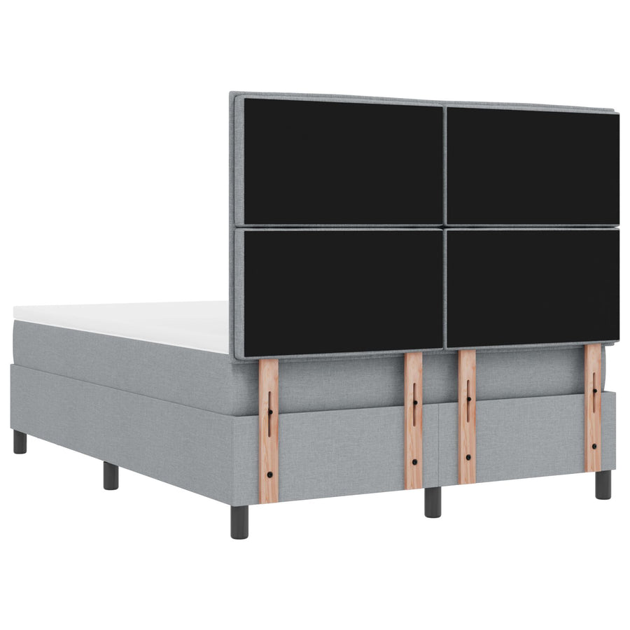 Boxspring Bed Met Matras & Bank Stof Licht Grijs 140 x 200 cm Lijnen ontwerp