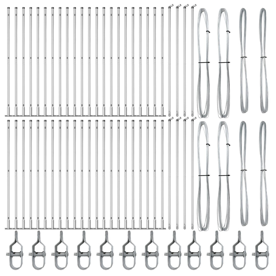Hekposts Set Van 104 3.2 X 3.2 X 88.5 Cm Gegalvaniseerd Staal 170 cm 52 betonnen posten
