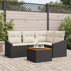 Garden sofa set with cushions 5 pcs Black poly rattan