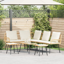 4-Delige Tuinsofa Set Met Kussens Van Poly Rattan Natuurlijk Bank + tafel + voetsteun