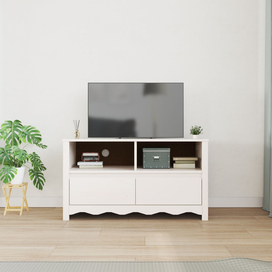 Tv-Kast ""Drammen"" 99X43X55 Cm Massief Hout Vuren Wit