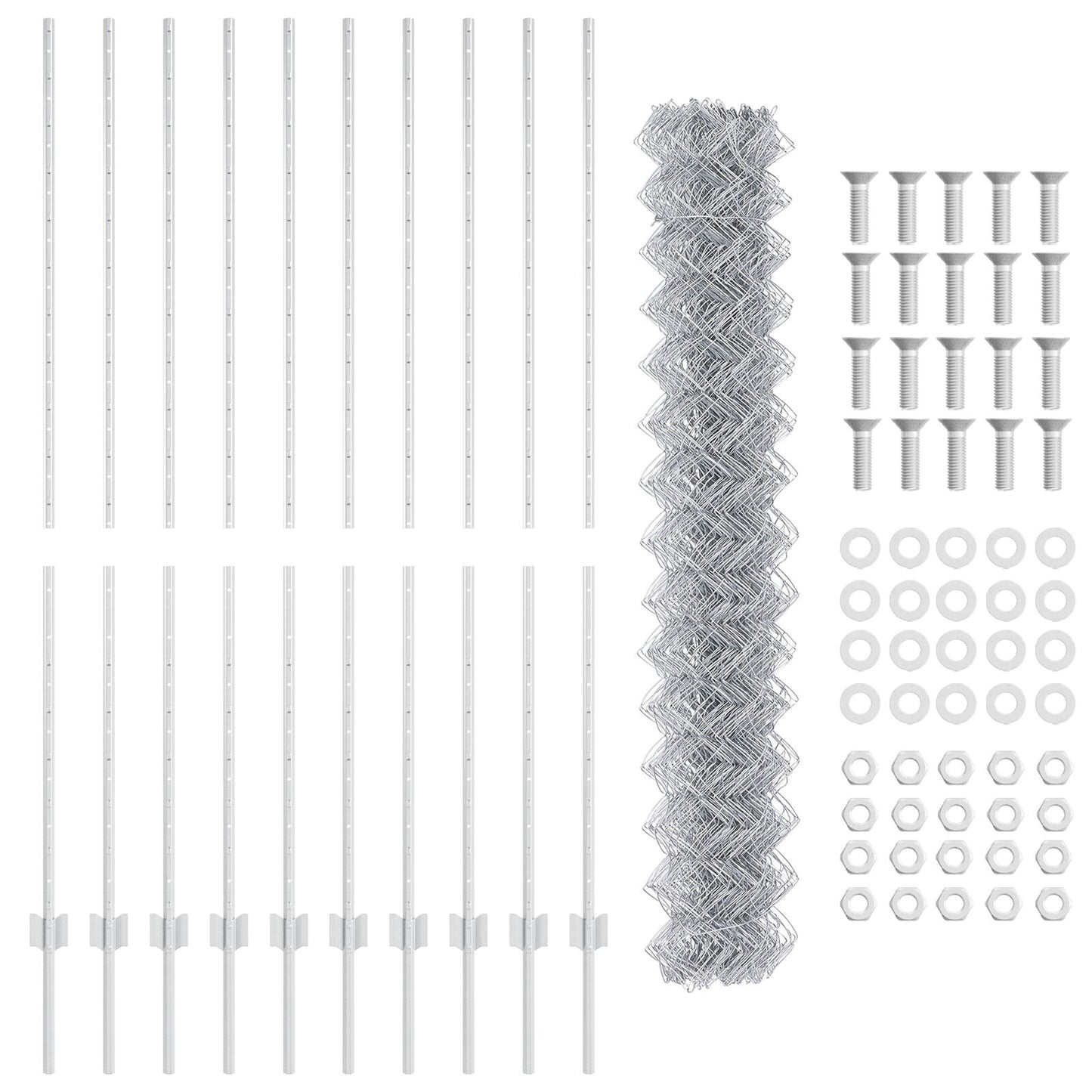 Chain Link Fence Met 20 U Posts Zilver 1,5X10 M Staal
