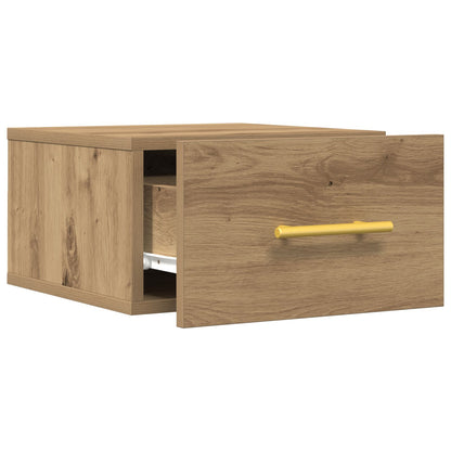 Nachtkasten 2 Stuks Wandgemonteerd Artisan Eiken 35X35X20 Cm Zwart Eiken