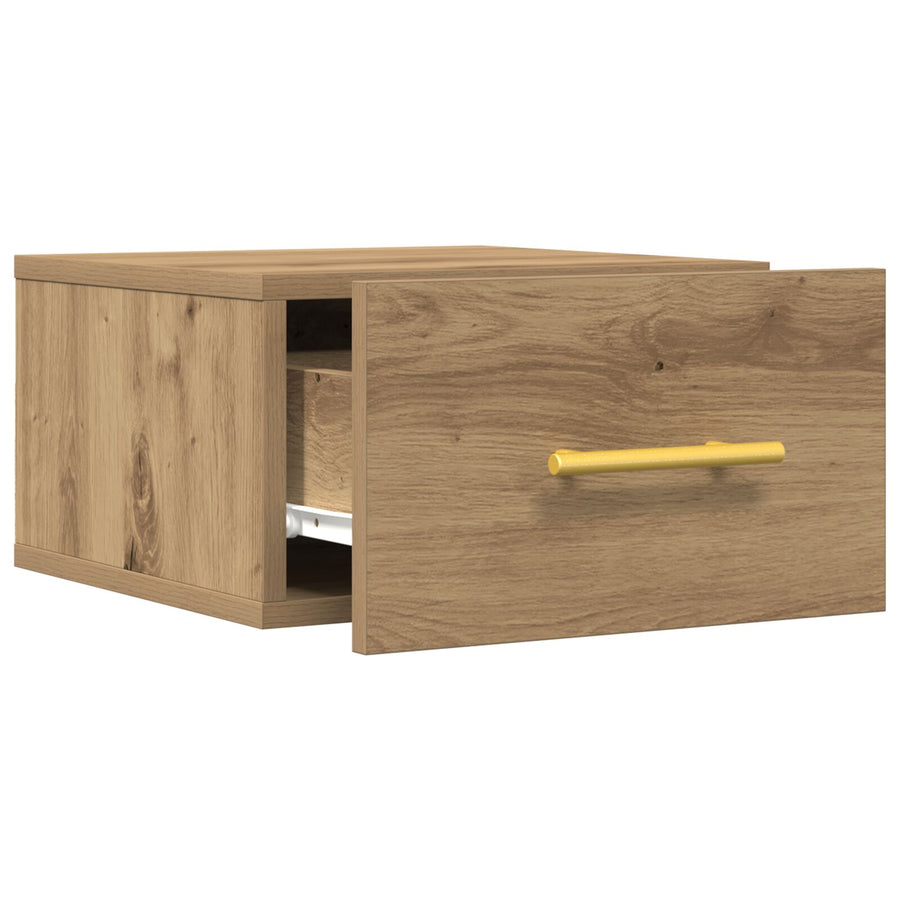 Nachtkasten 2 Stuks Wandgemonteerd Artisan Eiken 35X35X20 Cm Zwart Eiken