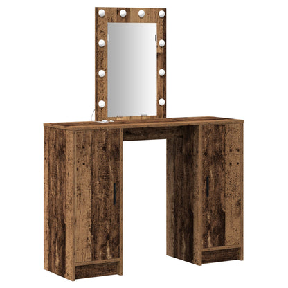 Kaptafel Met Led-Verlichting 102X33X135 Cm Oud hout