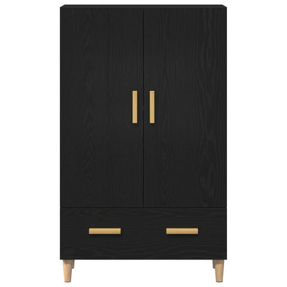 Highboard In Zwart Eiken, 70X31X115 Cm, Gemaakt Van Bewerkt Hout