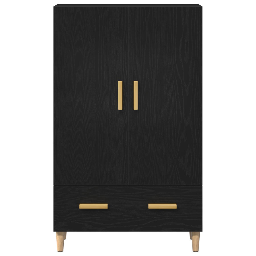 Highboard In Zwart Eiken, 70X31X115 Cm, Gemaakt Van Bewerkt Hout