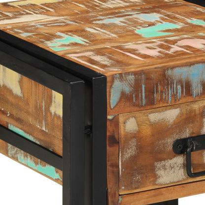 Bijzettafel Met Lade Zwart 40 x 40 x 50 cm Massief gerecycled hout