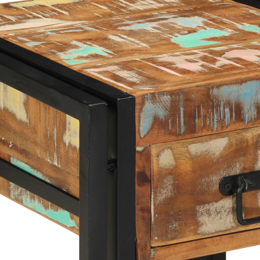 Bijzettafel Met Lade Zwart 40 x 40 x 50 cm Massief gerecycled hout