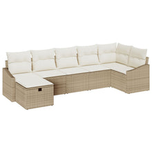 7-Delige Tuin Sofa Set Met Kussens Beige Poly Rattan Wit