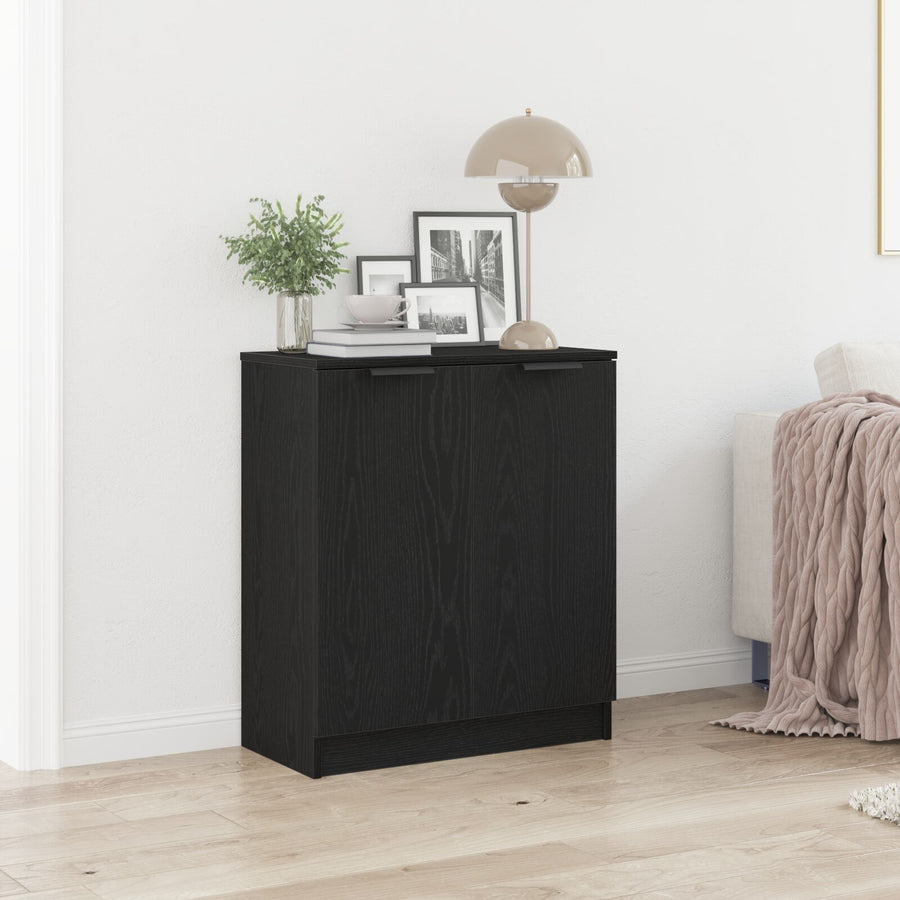 Dressoir Zwart Eiken 60X30X70 Cm Gelaagd Hout