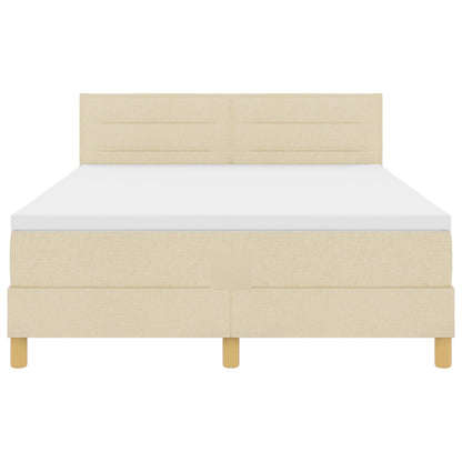Boxspringbed Met Matras Stof Crème 140 x 200 cm lijnen ontwerp