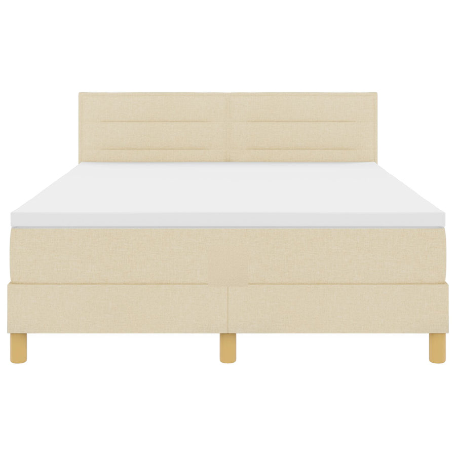 Boxspringbed Met Matras Stof Crème 140 x 200 cm lijnen ontwerp