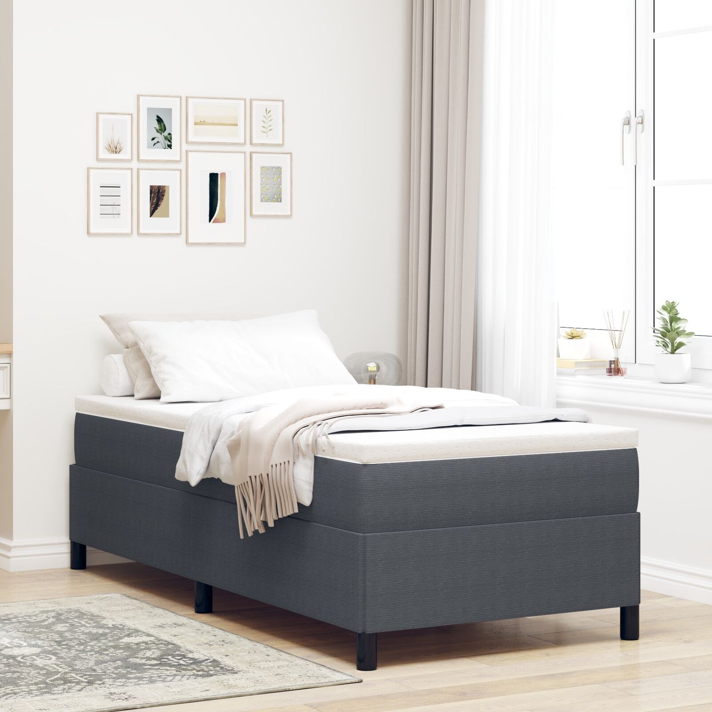 Bedframe Corduroy Stof Donkergrijs 80 x 200 cm