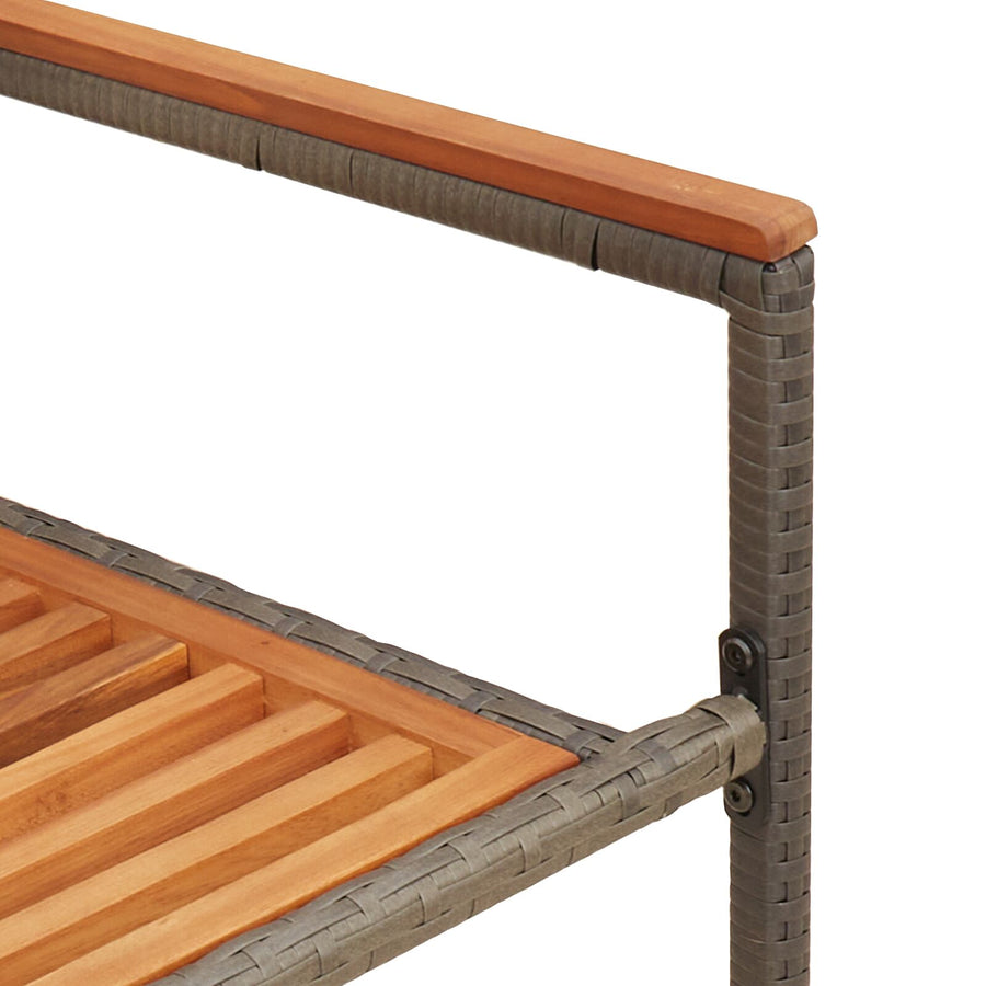Stapelbare Tuinstoelen Met Kussens - 2 Stuks Poly Rattan Grijs Hout