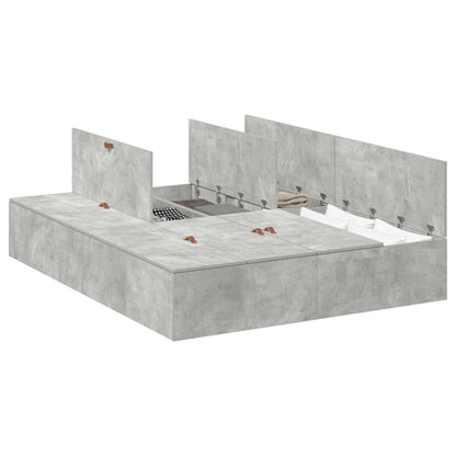 Opbergbedframe Betonnen Grijs 150 x 200 cm