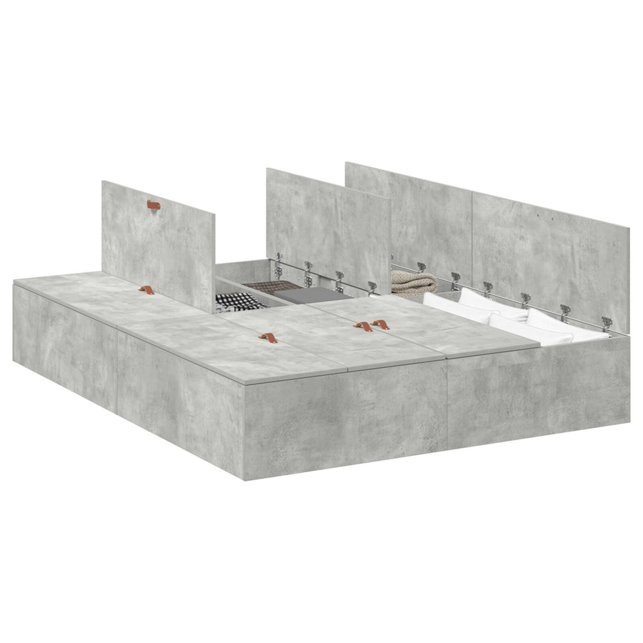 Opbergbedframe Betonnen Grijs 150 x 200 cm