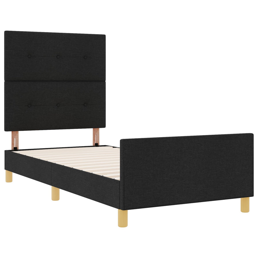 Zwarte Stof Bedframe 90X190 Cm Crème