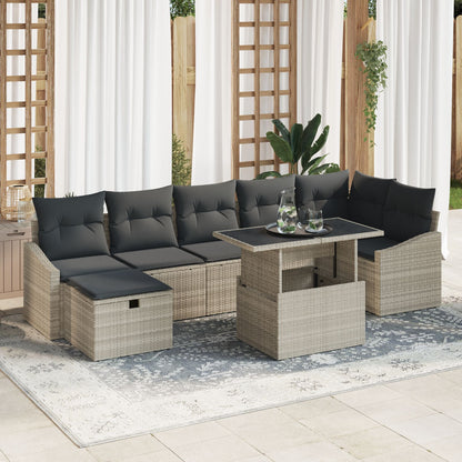 8-Delige Tuin Sofa Set Met Kussens Lichtgrijs Poly Rattan Wit