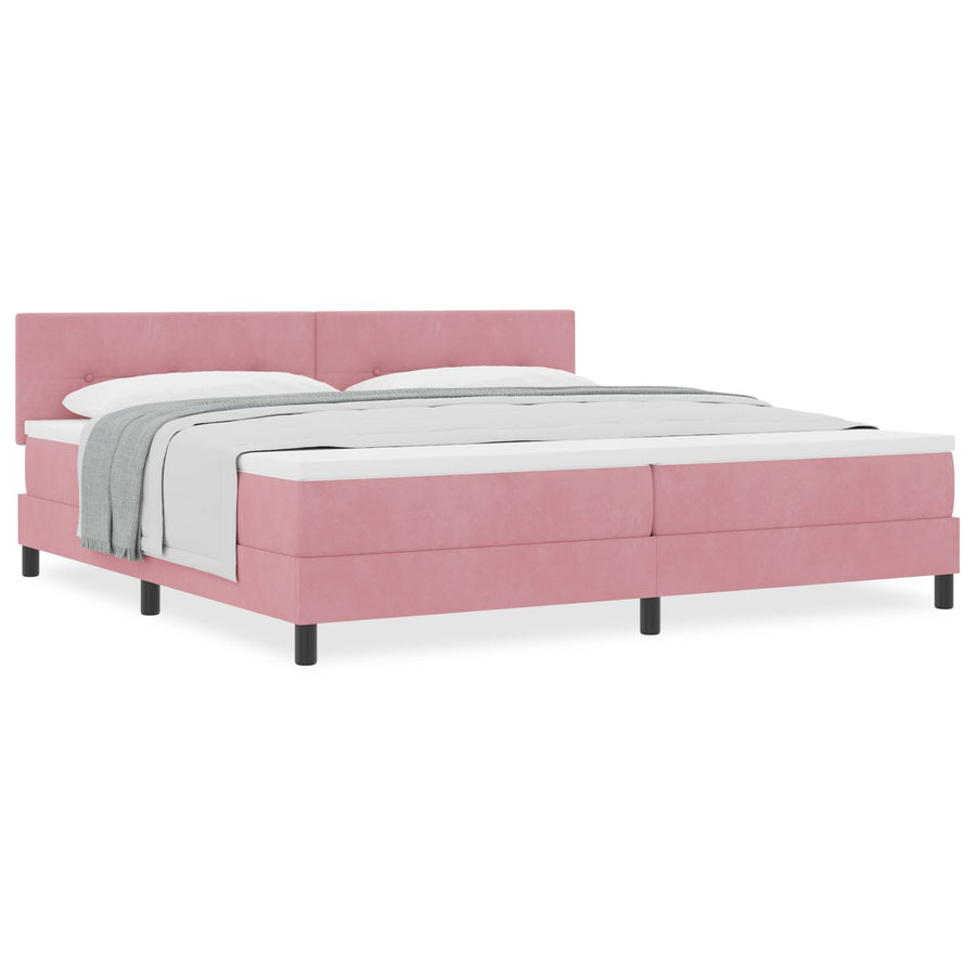 Boxspringbed Met Matras Roze 200X200 Cm Fluweel Blauw