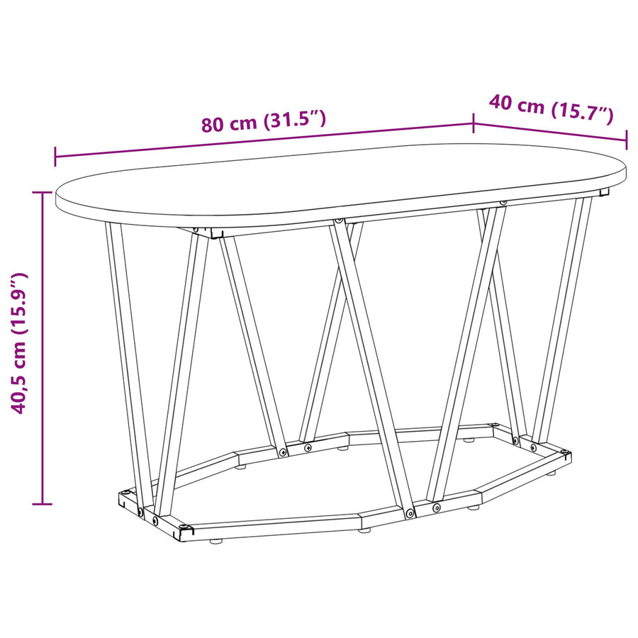 Salontafel Oud Hout 80X40X40,5 Cm Geengineerd Hout En Metaal Oude hout