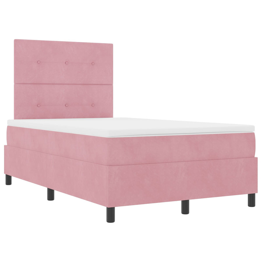 Boxspring Bed Met Matras Roze 120X200 Cm Fluweel Blauw