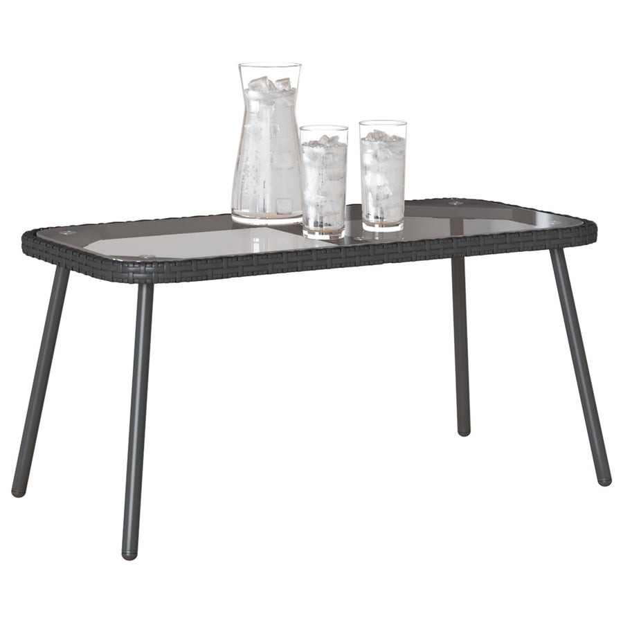 Salontafel 90X45X42 Cm Poly Rattan Zwart