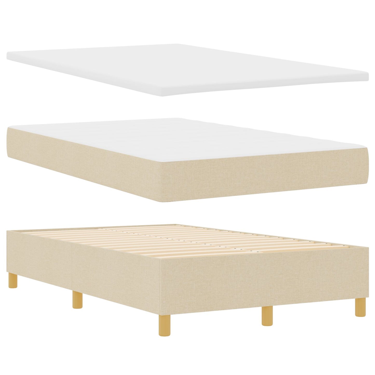 Box Spring Bed Met Matras Crème 120X200 Cm Stof Blauw