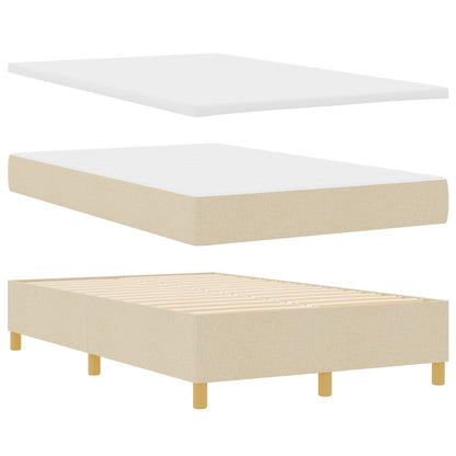Box Spring Bed Met Matras Crème 120X200 Cm Stof Blauw