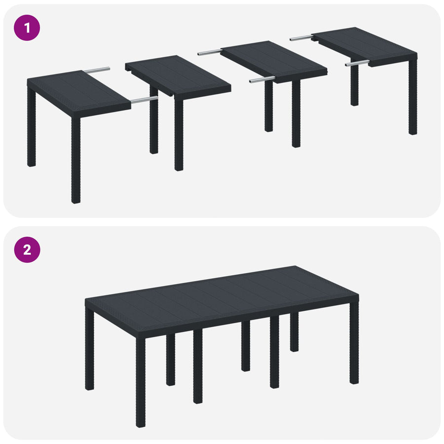 7 Delige Tuin Eettafelset Anthraciet Poly Rattan