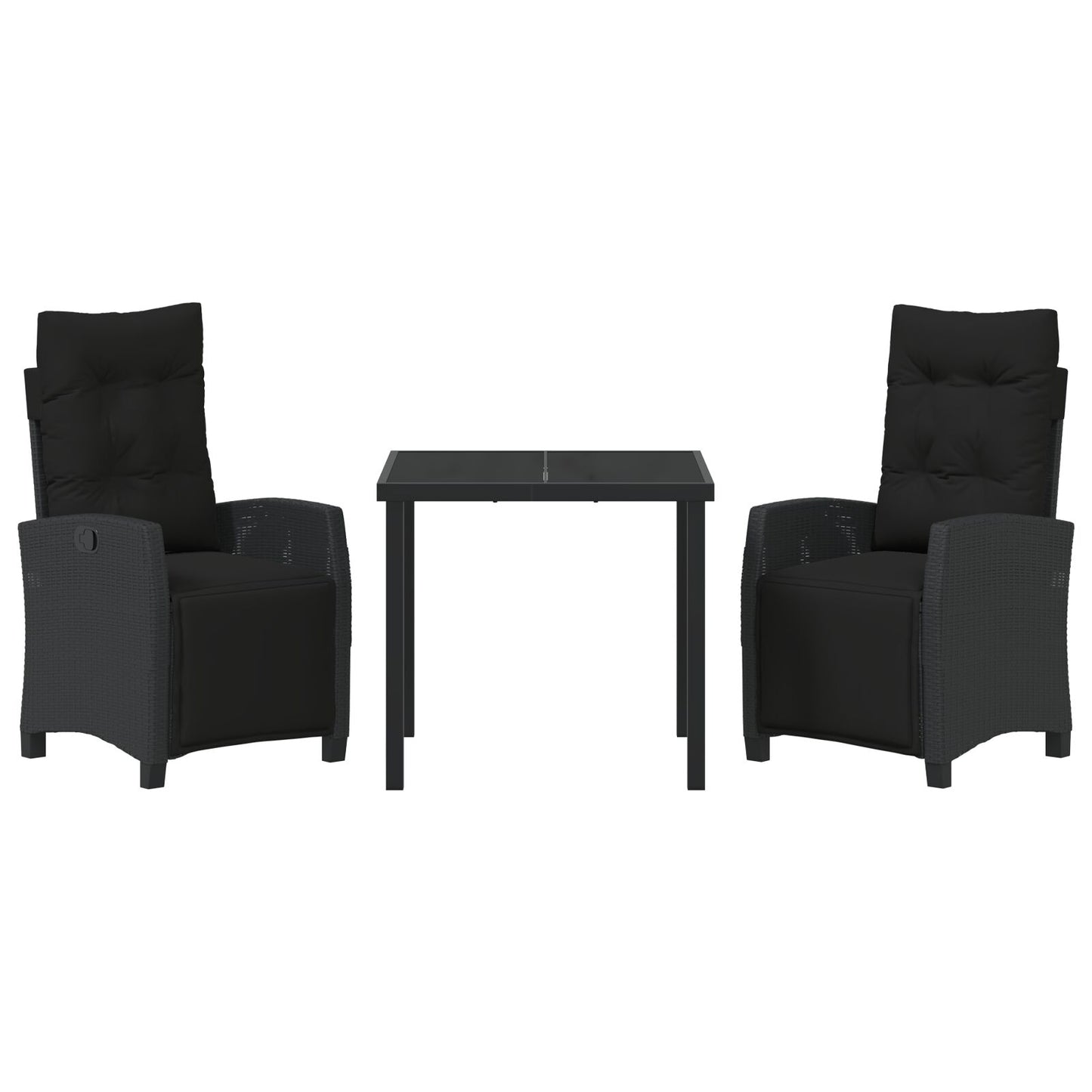 3-Persoons Tuin Eetset Zwart Poly Rattan