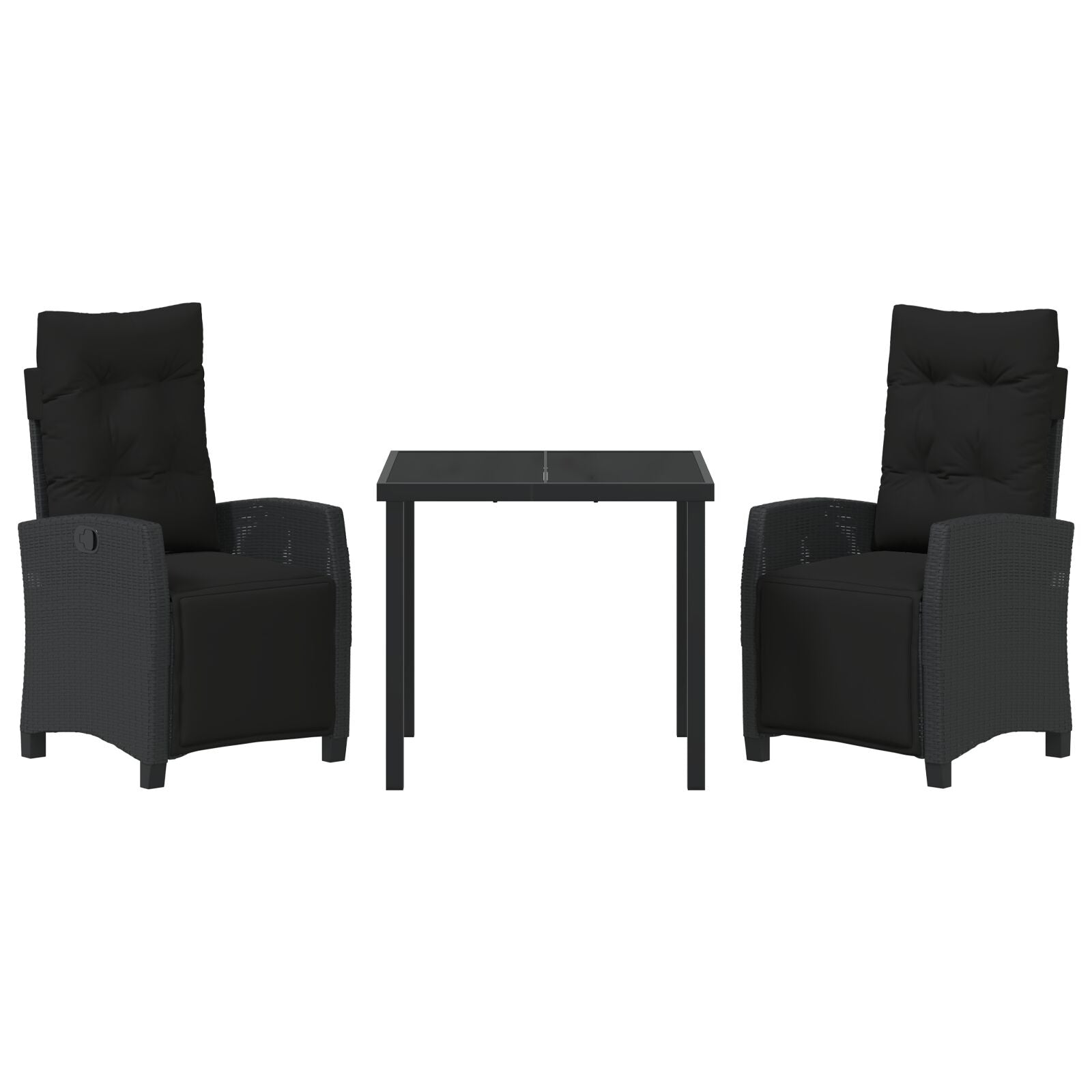3-Persoons Tuin Eetset Zwart Poly Rattan