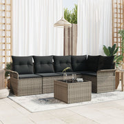 Garden Sofa Set with Cushions 6 pcs Poly Rattan