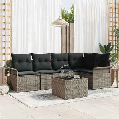5-Delige Tuin Sofa Set Met Kussens Zwart Poly Rattan