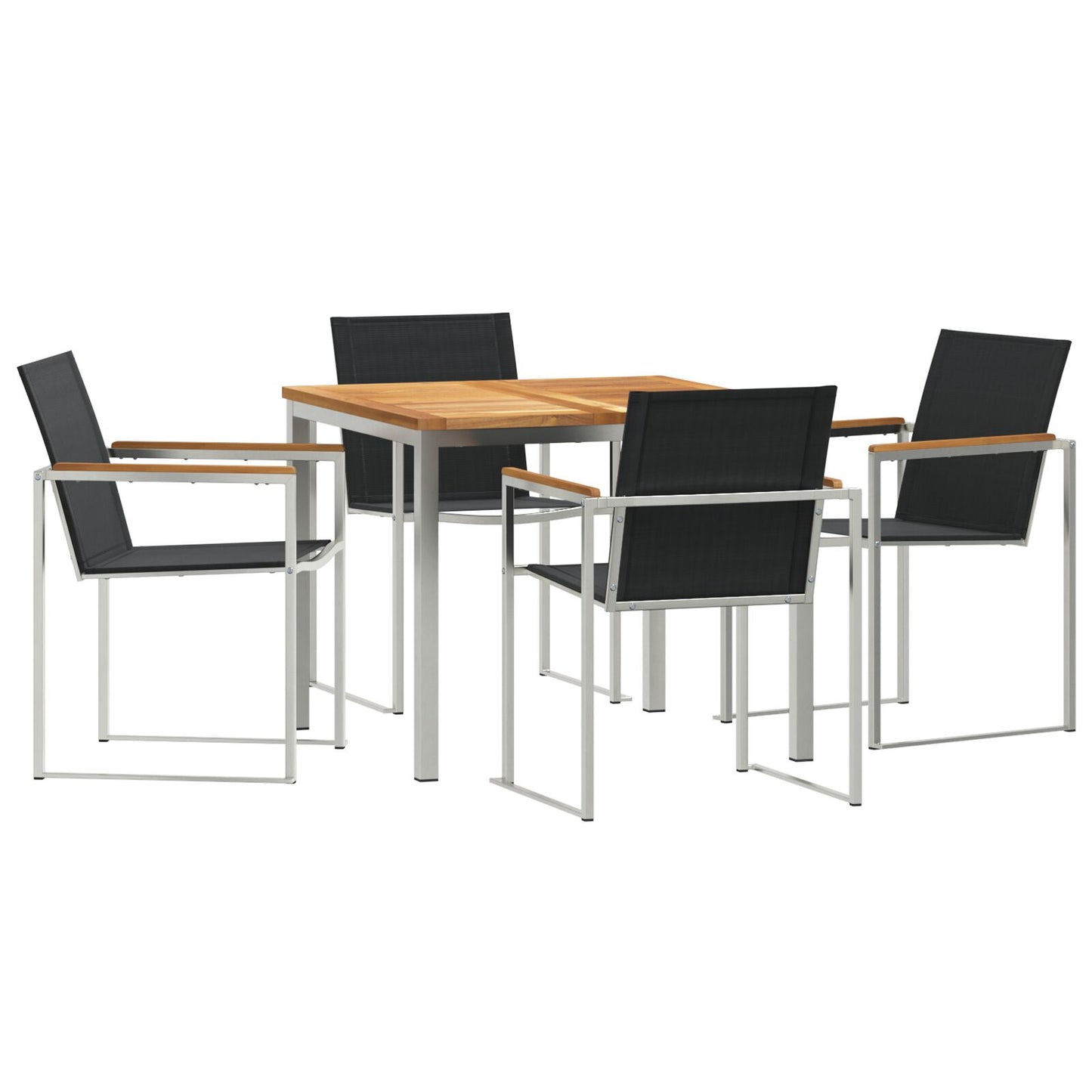 5 Delige Tuin Eetset Massief Hout Teak, vidaXL Buiten Eettafel 90x90x74.5 cm Massief Hout Teak