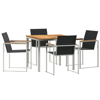 5 Delige Tuin Eetset Massief Hout Teak, vidaXL Buiten Eettafel 90x90x74.5 cm Massief Hout Teak