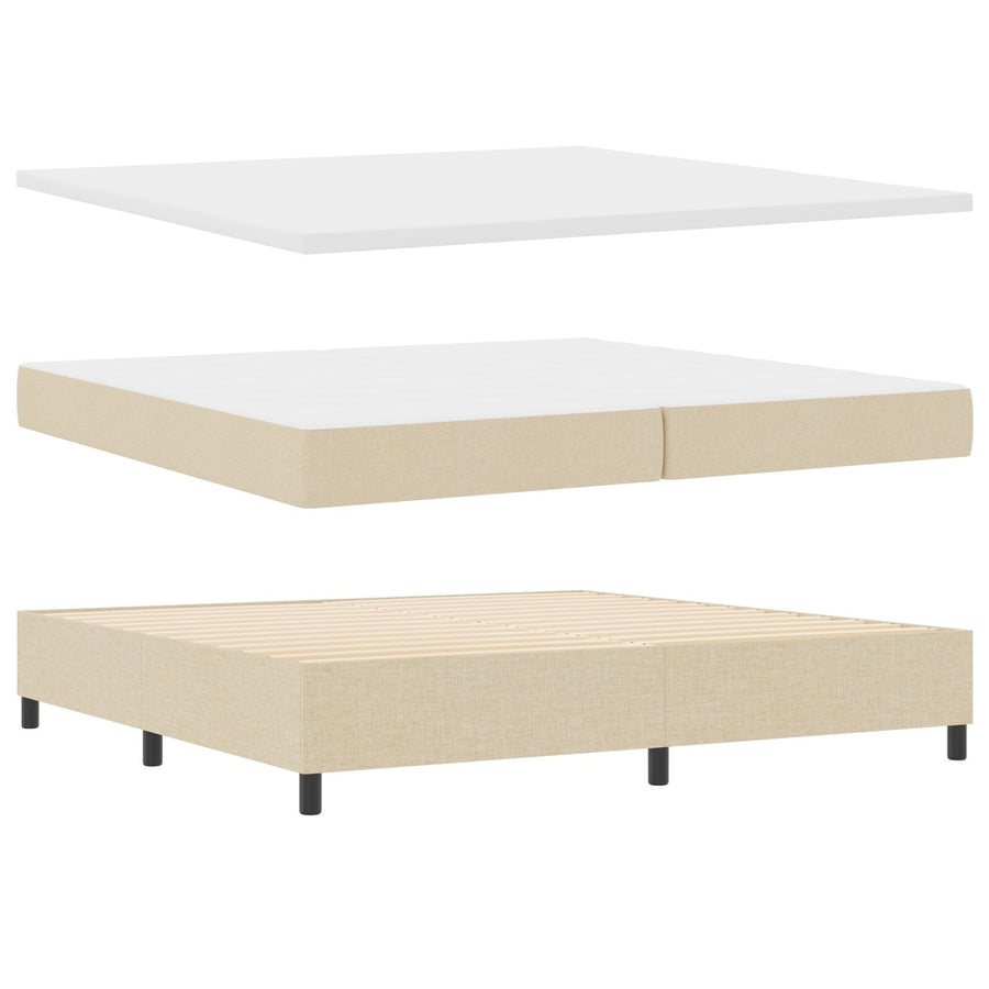 Boxspring Bed Met Matras Stof Crème 200 x 200 cm Knopen gestoffeerd