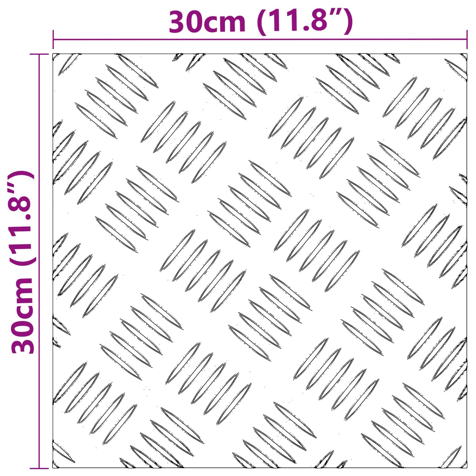 Aluminium Checker Platen 4 Stuks Anti-Slip 30X30 Cm 30 x 30 x 0.3 cm Vierkant