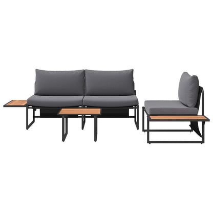 3-Delige Tuinsofa Set Met Anthraciet Kussens